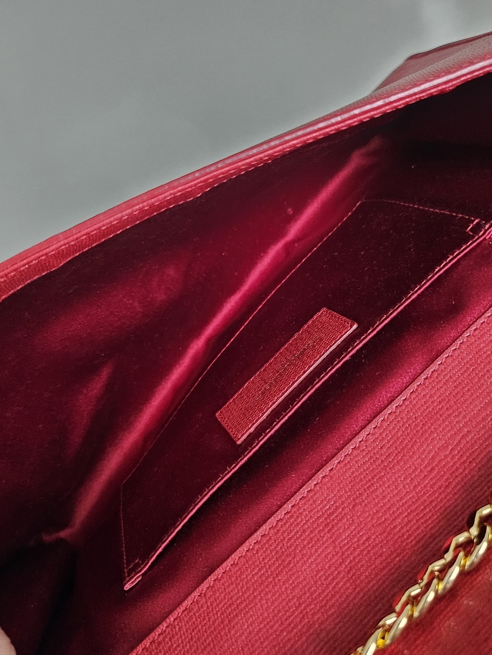 Saint Laurent Y Clutch in Red Pebbled Calfskin Leather with Gold Hardware - Picture 15 of 15